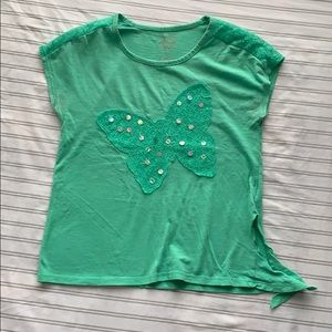 🌺 Girls Green Tie-Up Butterfly Shirt 🌺